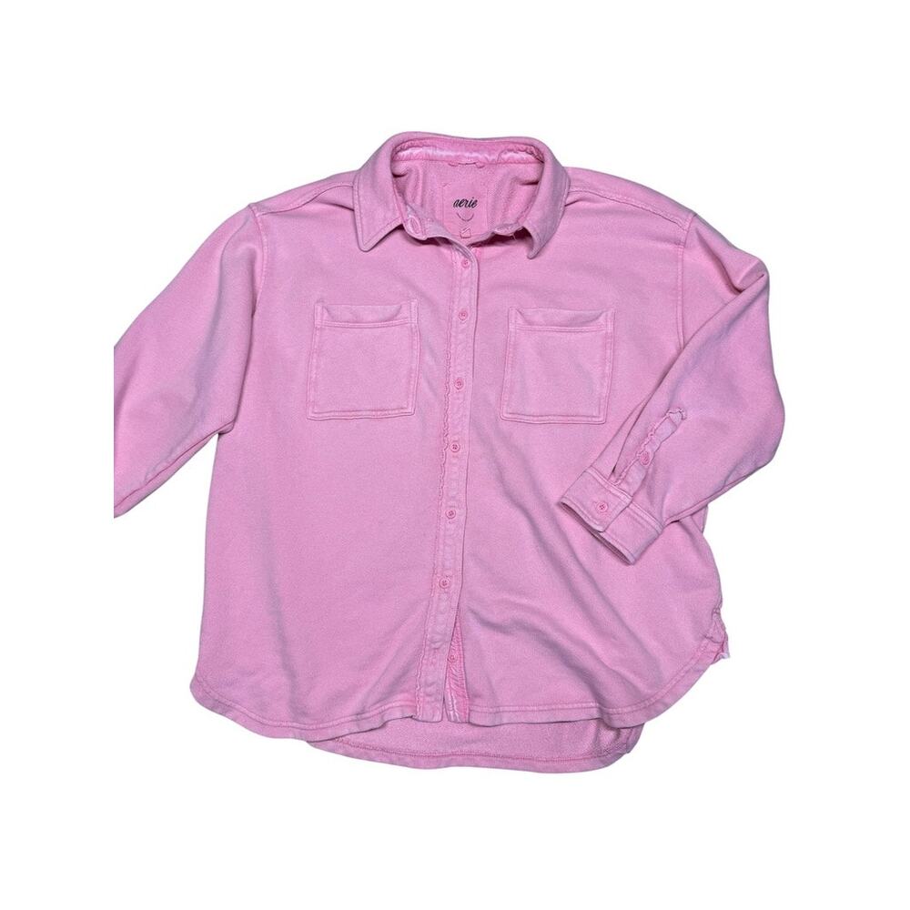 Aerie American Eagle Soft Pink LumberJane Oversized Fleece Shacket Small - Picture 6 of 9